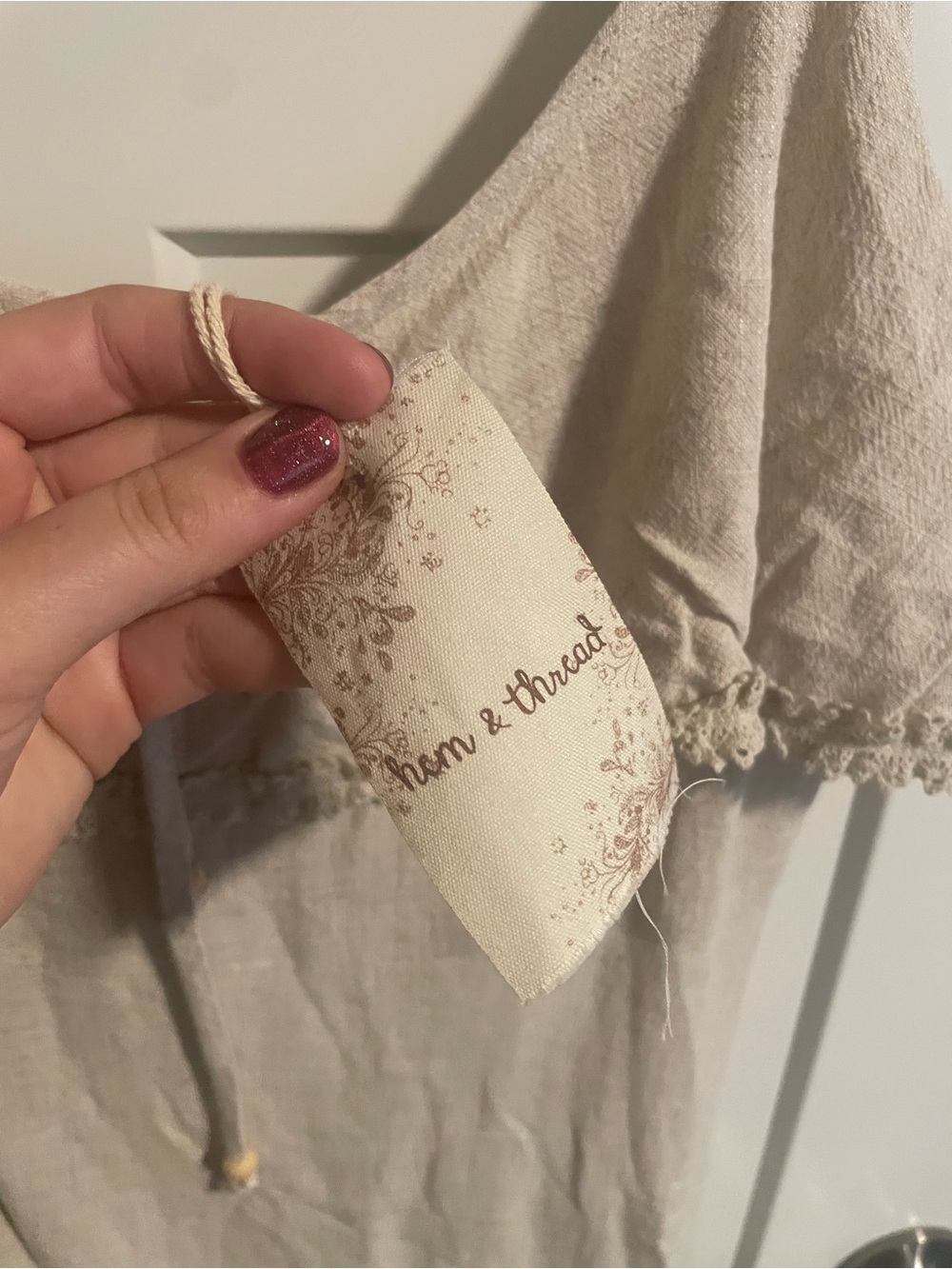 Hem & Thread Beige Ruffle Mini Dress - Picture 3 of 6
